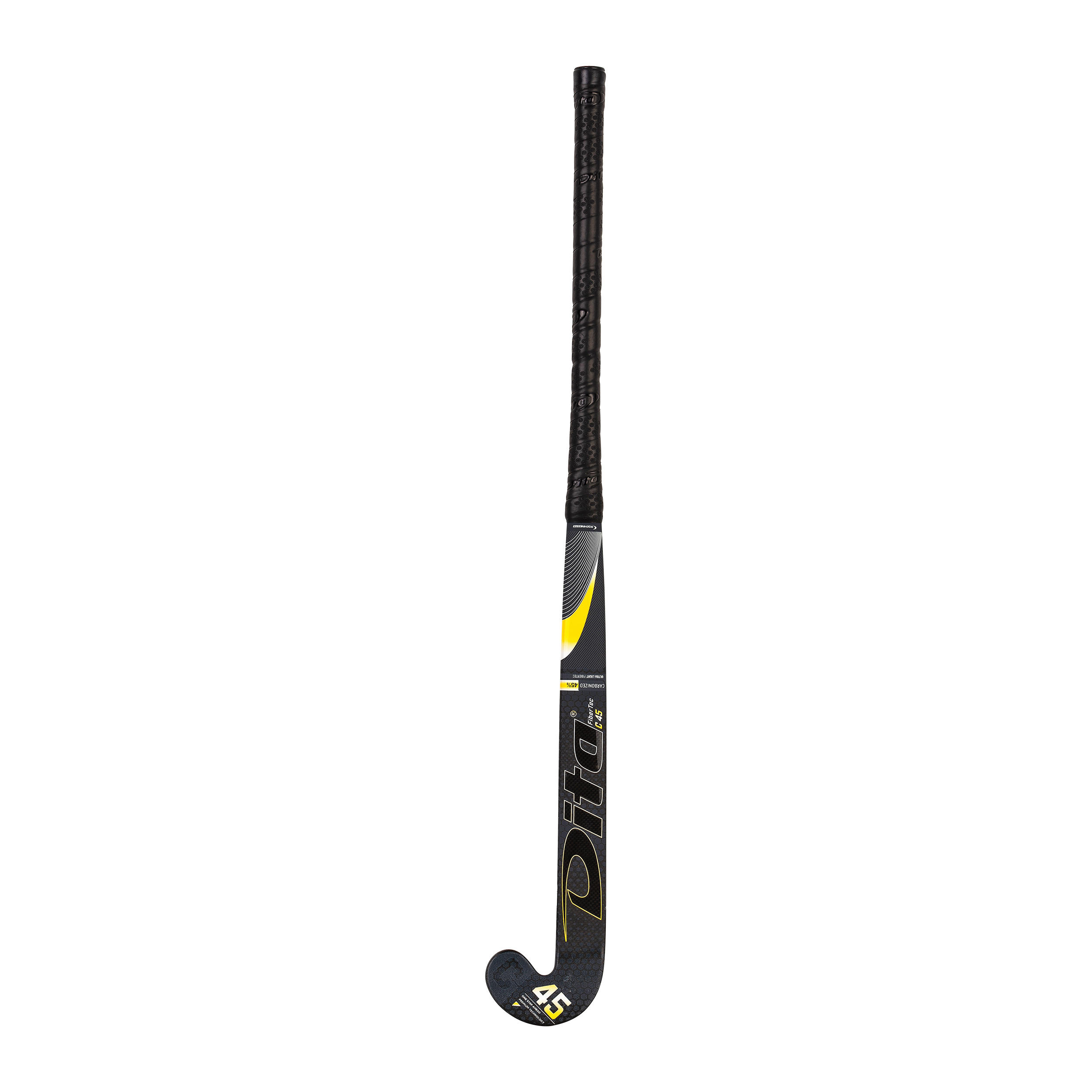 Adult Intermediate 45% Carbon Low Bow Field Hockey Stick FiberTec - Black/Gold 5/12