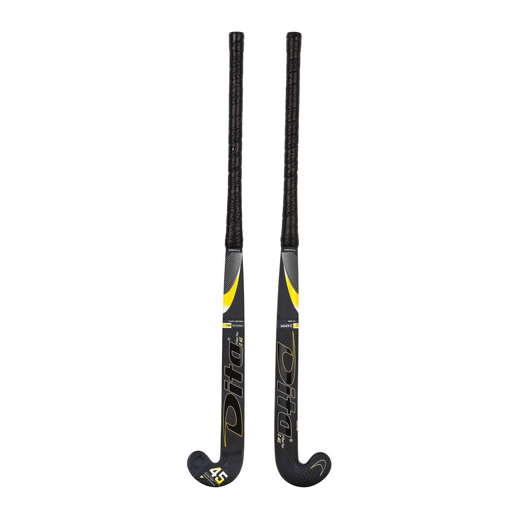 Adult Intermediate 45% Carbon Low Bow Field Hockey Stick FiberTec - Black/Gold