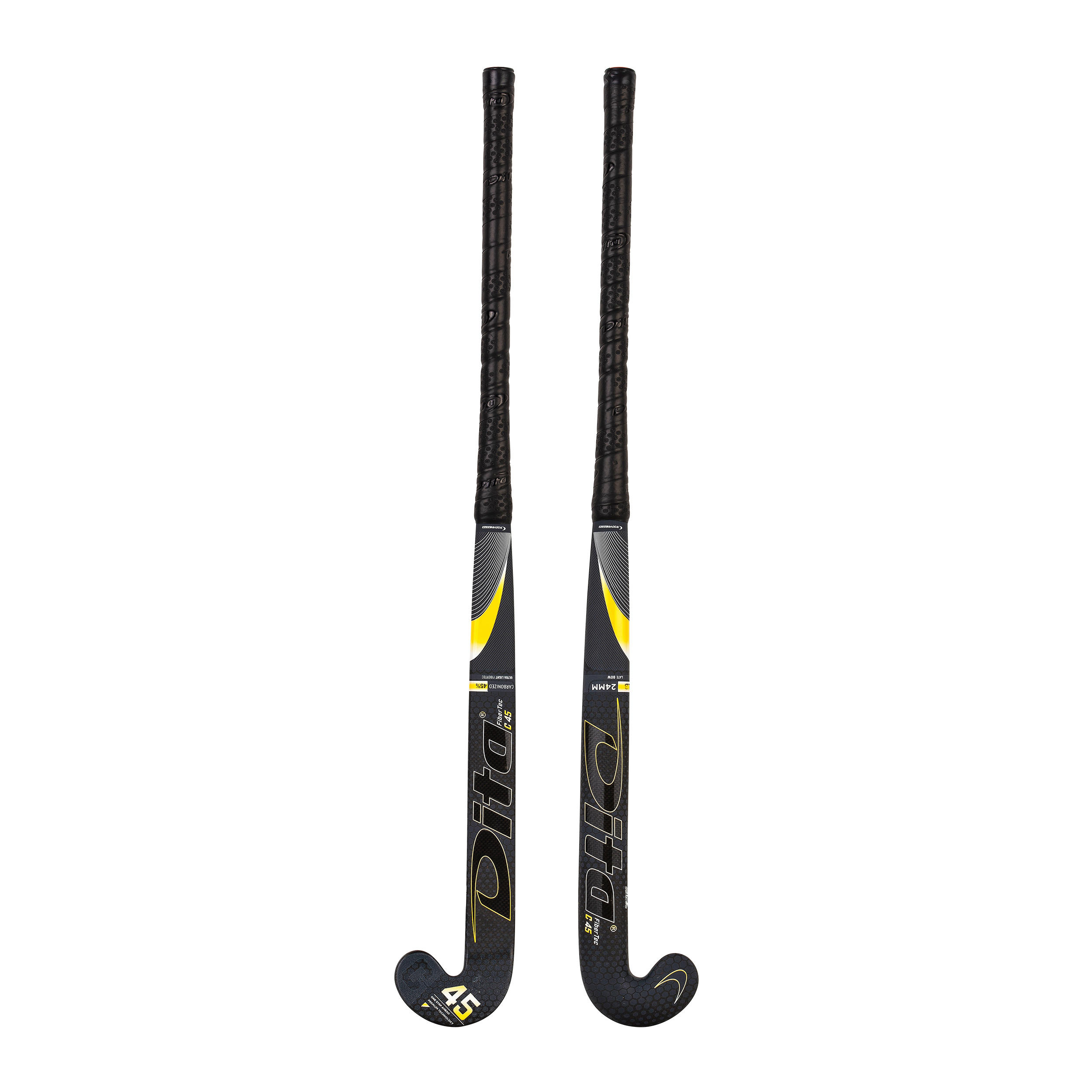 Adult Intermediate 45% Carbon Low Bow Field Hockey Stick FiberTec - Black/Gold 6/12