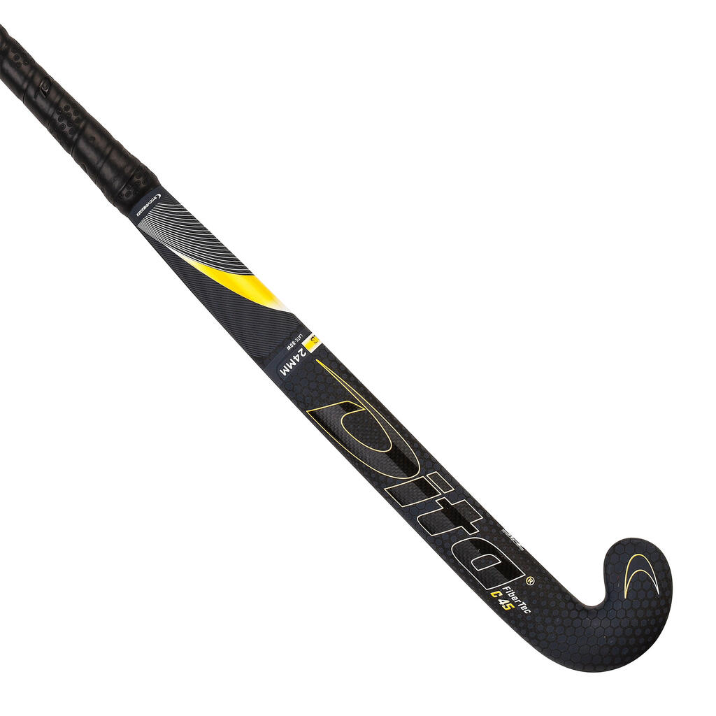 Adult Intermediate 45% Carbon Low Bow Field Hockey Stick FiberTec - Black/Gold