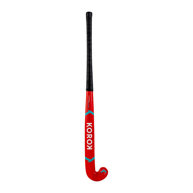 Stick de hockey enfant débutant occasionnel bois FH150 rouge