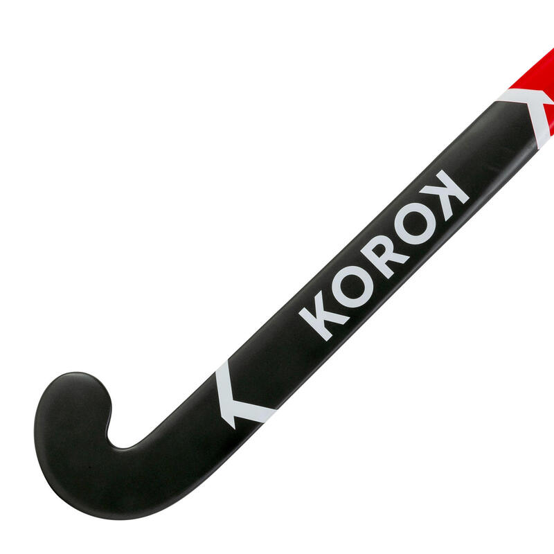 Stick de hockey/gazon adulte débutant fibre de verre standard bow FH150 rouge