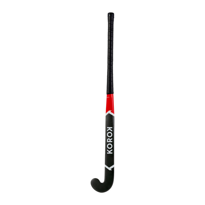 Stick de hockey/gazon adulte débutant fibre de verre standard bow FH150 rouge