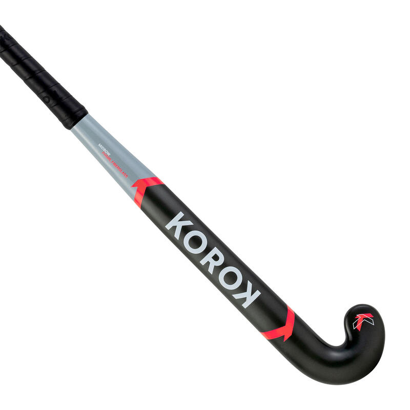 Hockeystick voor junioren mid bow glasvezel FH500 grijs/roze