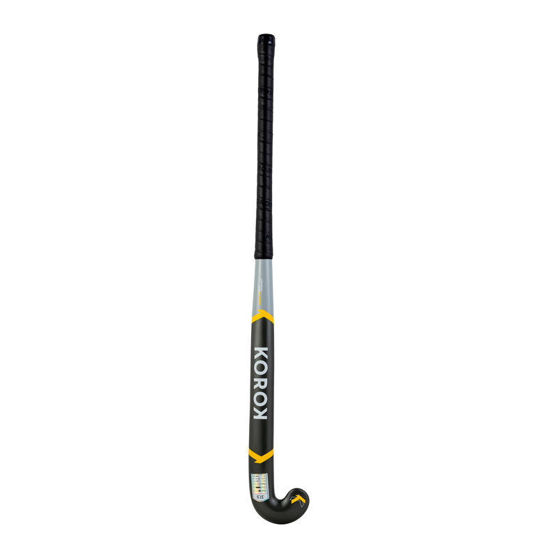 Adult Intermediate 30 Carbon Low Bow Field Hockey Stick FH530 Grey/Yellow Decathlon