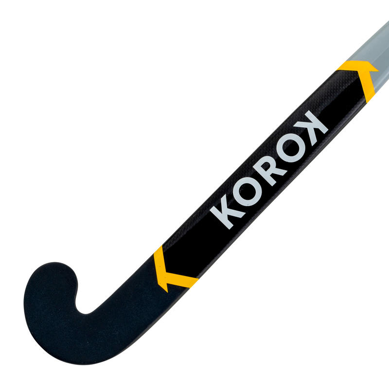 Adult Intermediate 30 Carbon Low Bow Field Hockey Stick FH530 Grey/Yellow Decathlon