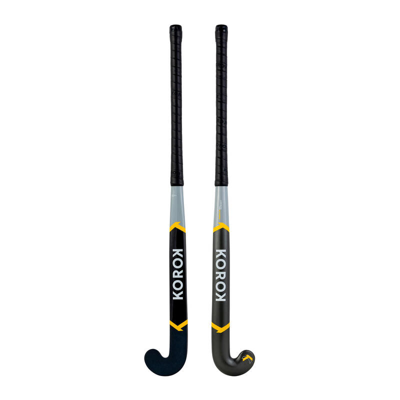 Hockeystick voor gevorderde volwassenen low bow 30% carbon FH530 grijs/geel