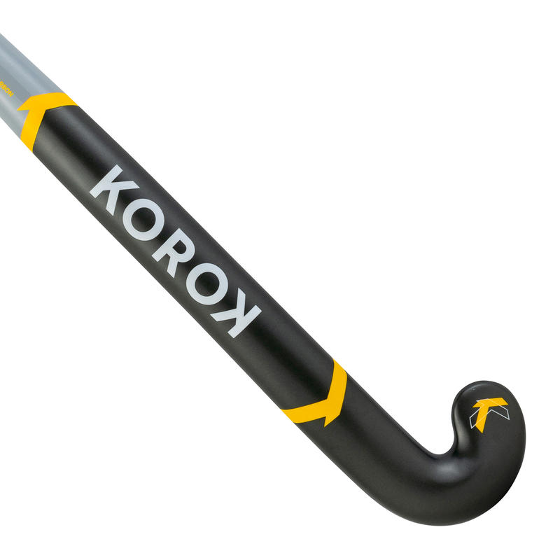 Adult Intermediate 30 Carbon Low Bow Field Hockey Stick FH530 Grey/Yellow Decathlon