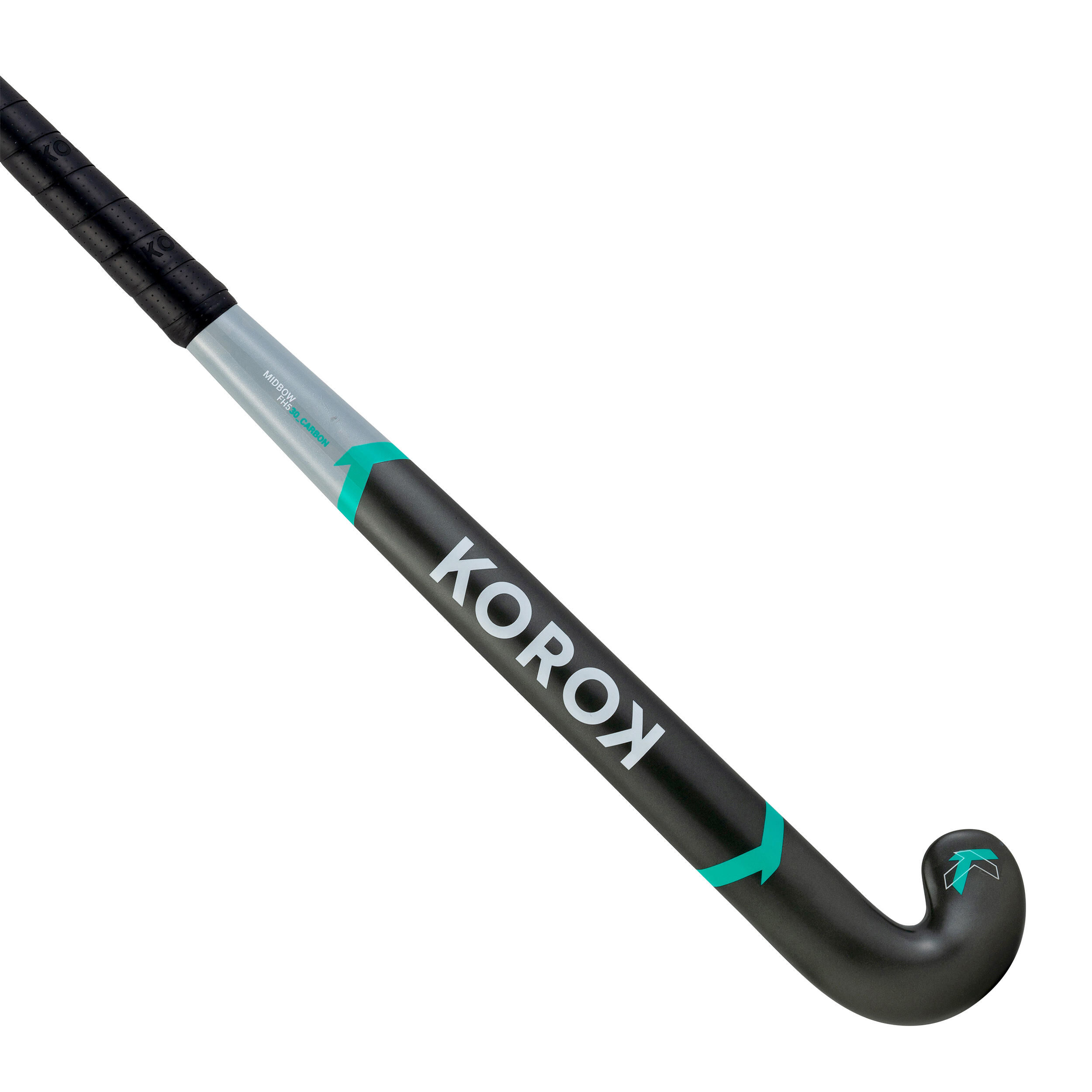 KOROK Adult Intermediate 30% Carbon Mid Bow Field Hockey Stick FH530 - Grey/Turquoise