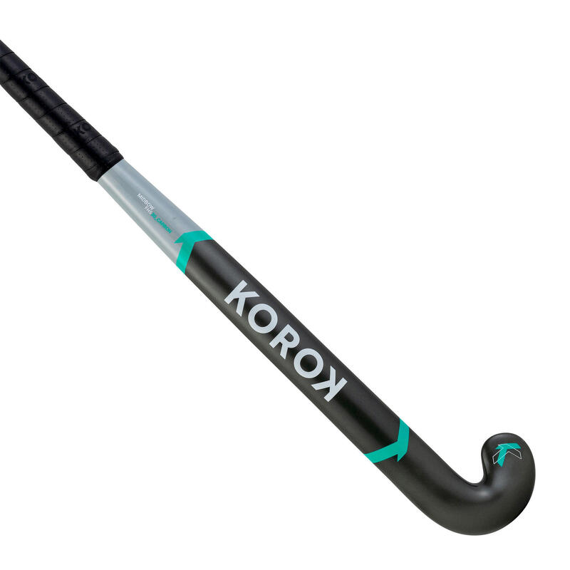 Hokejka na pozemní hokej mid bow 30 % karbon FH530 šedo-tyrkysová