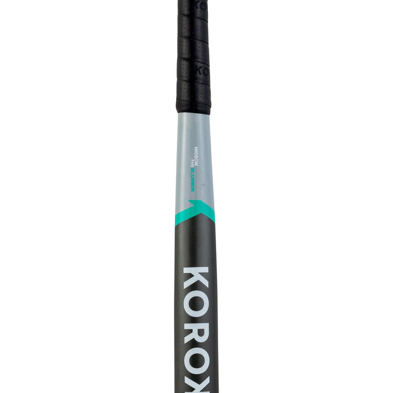 Hockeystick voor gevorderde volwassenen mid bow 30% carbon FH530 grijs/turquoise