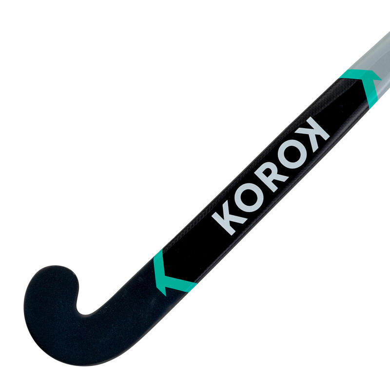 Hockeystick voor gevorderde volwassenen mid bow 30% carbon FH530 grijs/turquoise