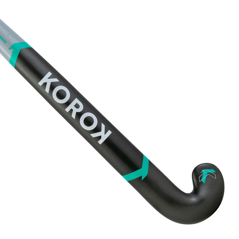 Hockeystick voor gevorderde volwassenen mid bow 30% carbon FH530 grijs/turquoise