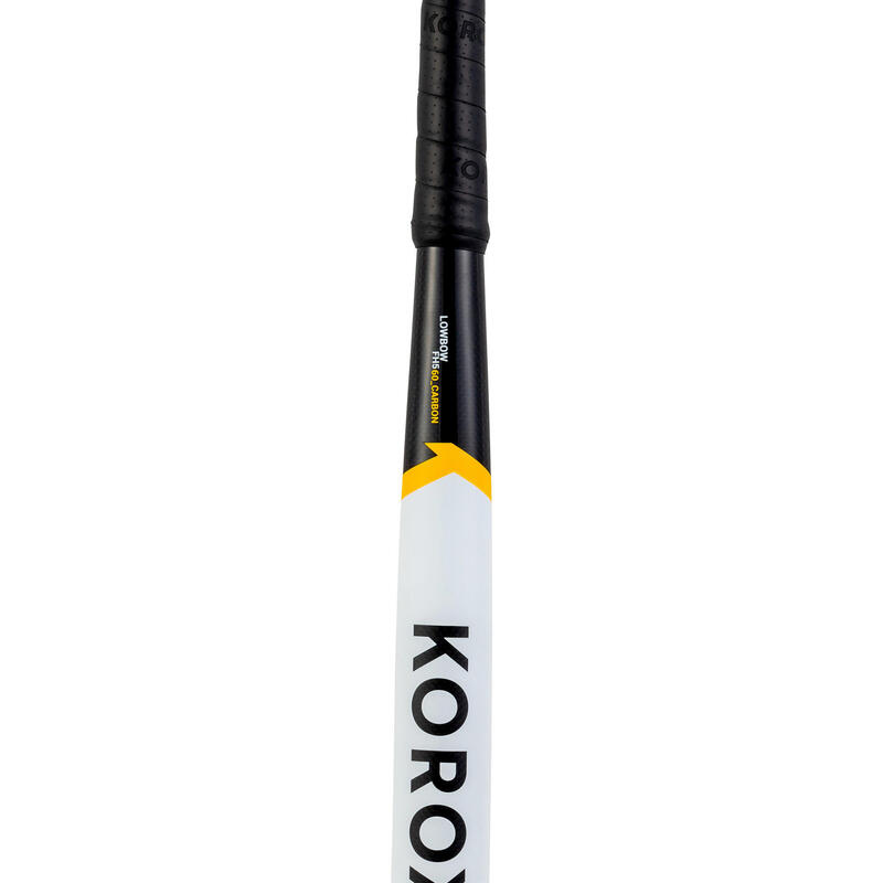 Hockeystick voor gevorderde volwassenen low bow 60% carbon FH560 wit/geel