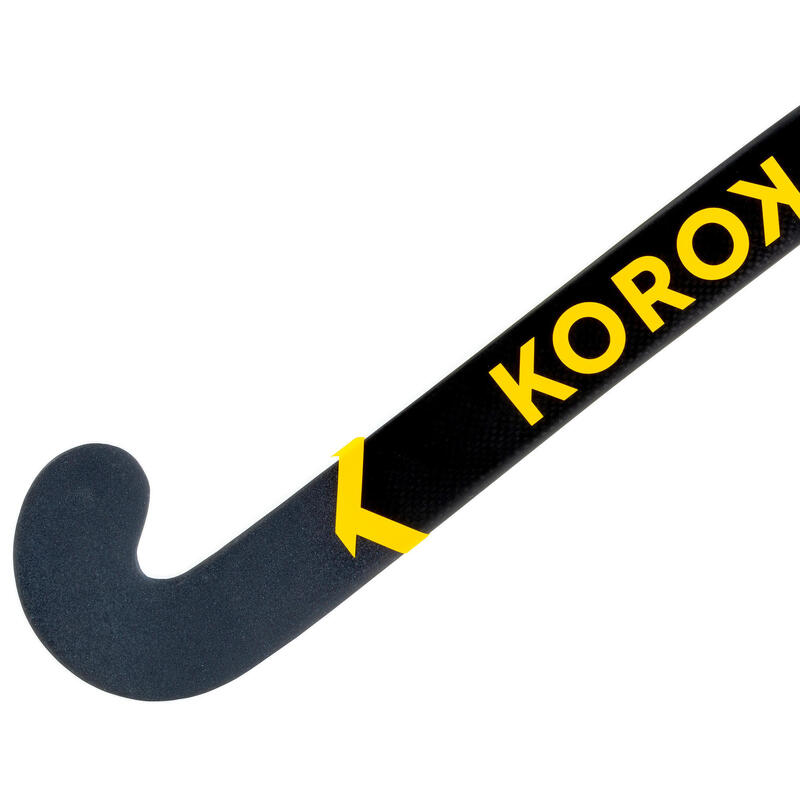 Hockeystick voor gevorderde volwassenen low bow 60% carbon FH560 wit/geel