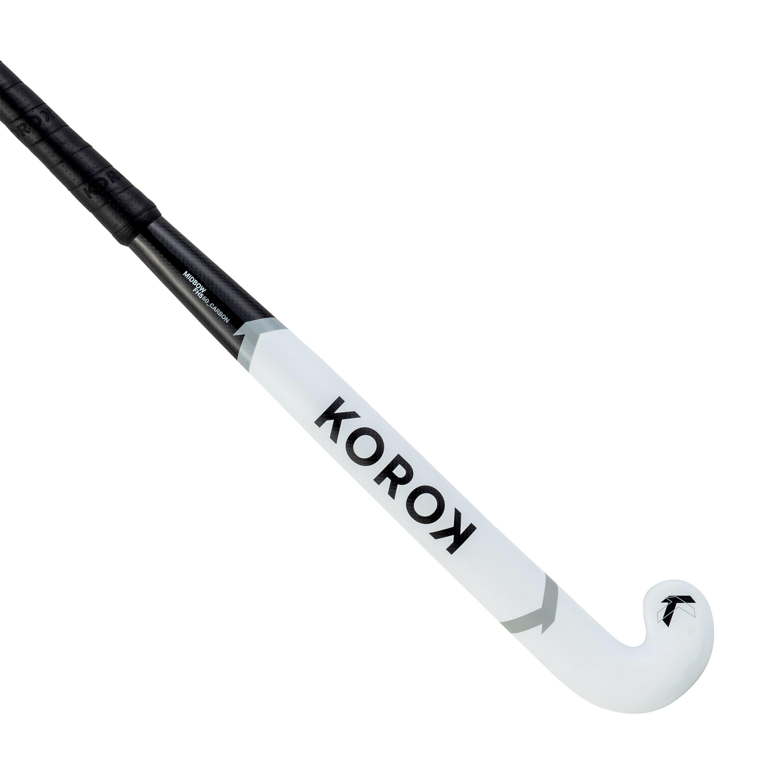 KOROK Adult Intermediate 60% Carbon Mid Bow Field Hockey Stick FH560 - White/Grey