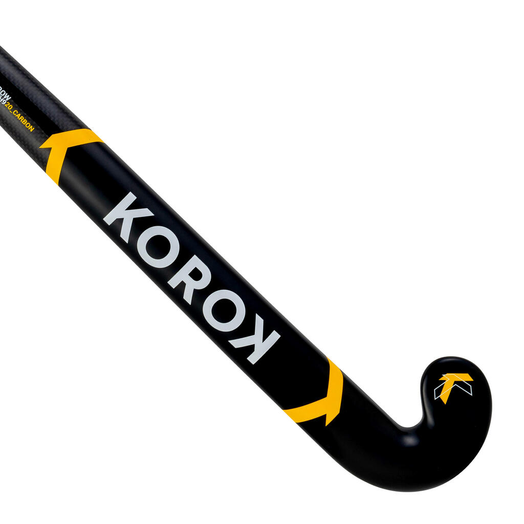 Kids' 20% Carbon Low Bow Field Hockey Stick FH920 - Grey/Yellow