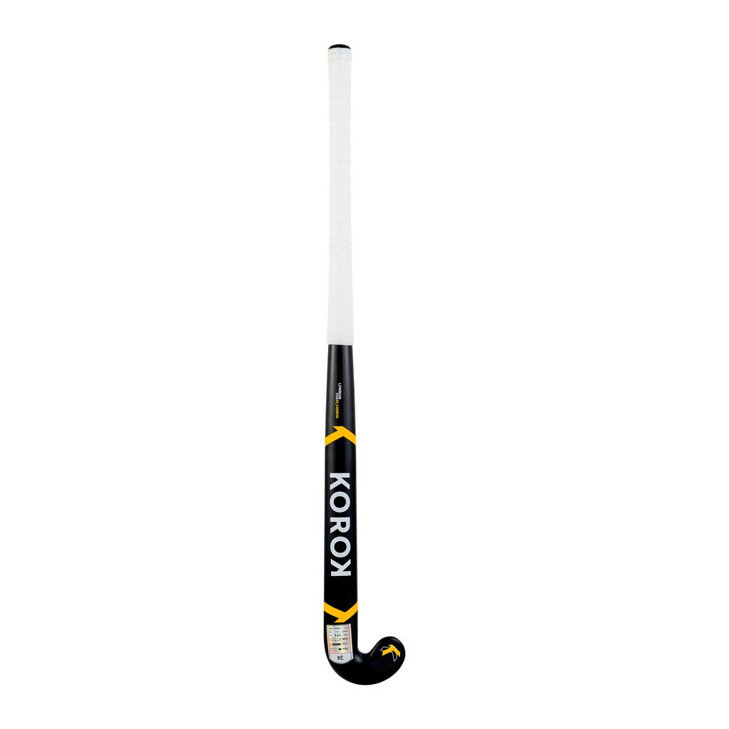 Feldhockeyschläger Jugendliche 20 % Carbon Low Bow FH920 grau/gelb