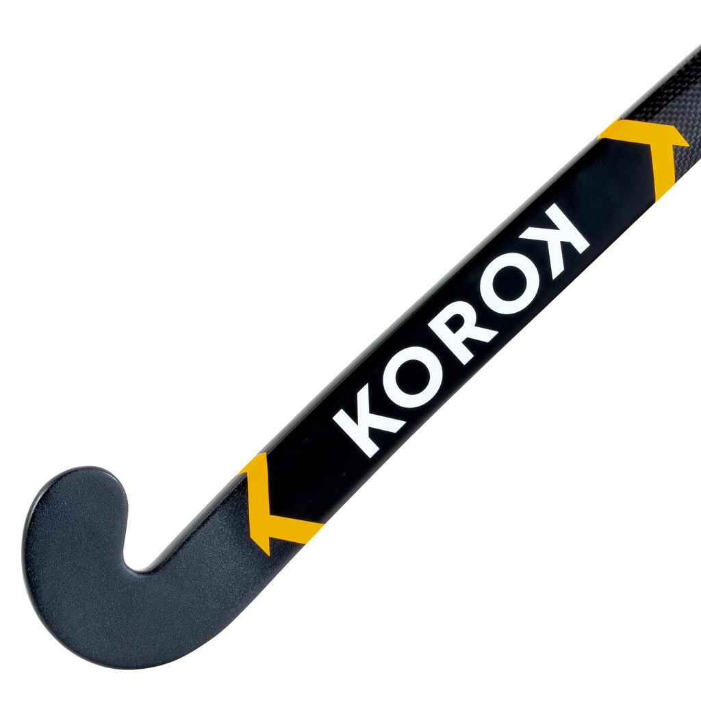 Feldhockeyschläger Jugendliche 20 % Carbon Low Bow FH920 grau/gelb