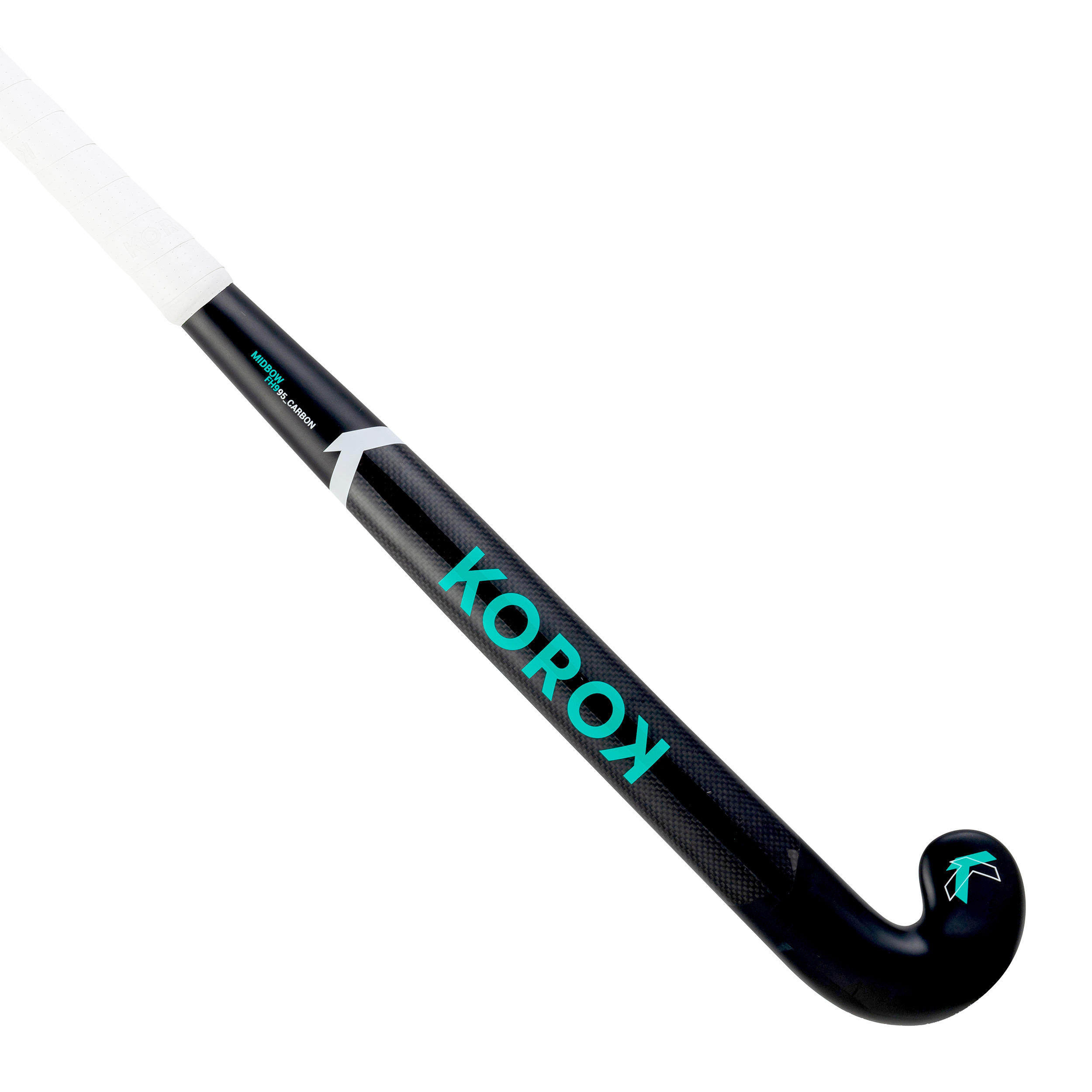 KOROK Adult Advanced Field Hockey 95% Carbon Mid Bow Stick FH995 - Black/Turquoise