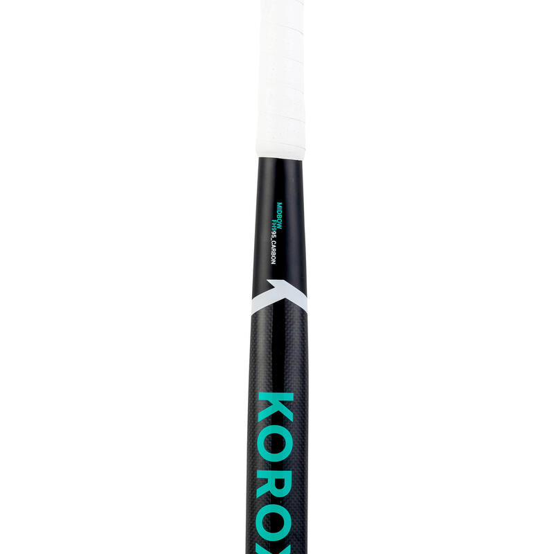 Stick de hockey sur gazon adulte expert mid bow 95% carbone FH995 noir turquoise