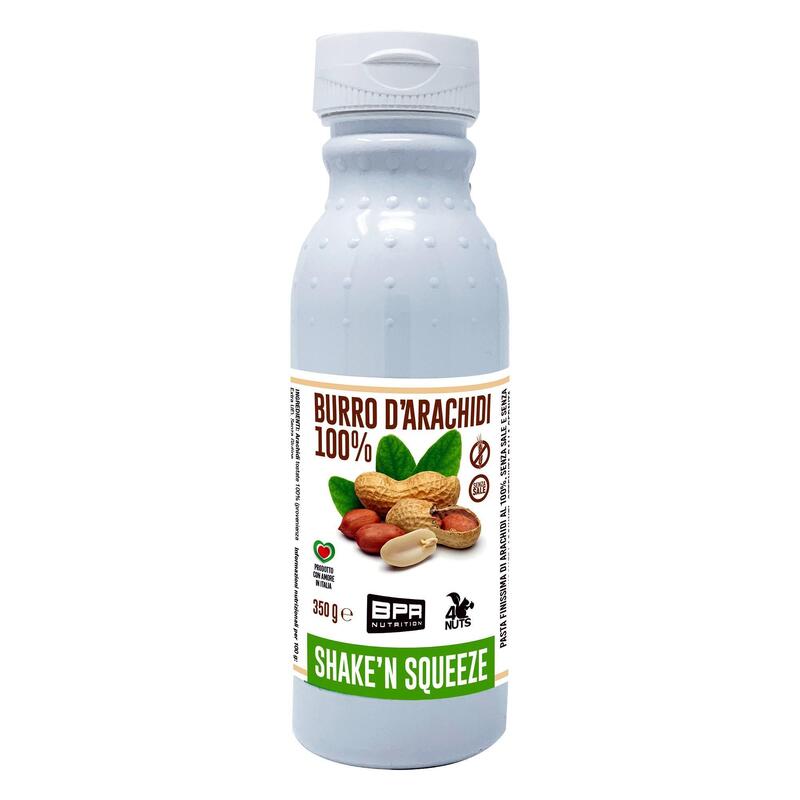 BURRO D'ARACHIDI SHAKE 'N SQUEEZE BPR SENZA SALE E SENZA ZUCCHERI AGGIUNTI 350 G