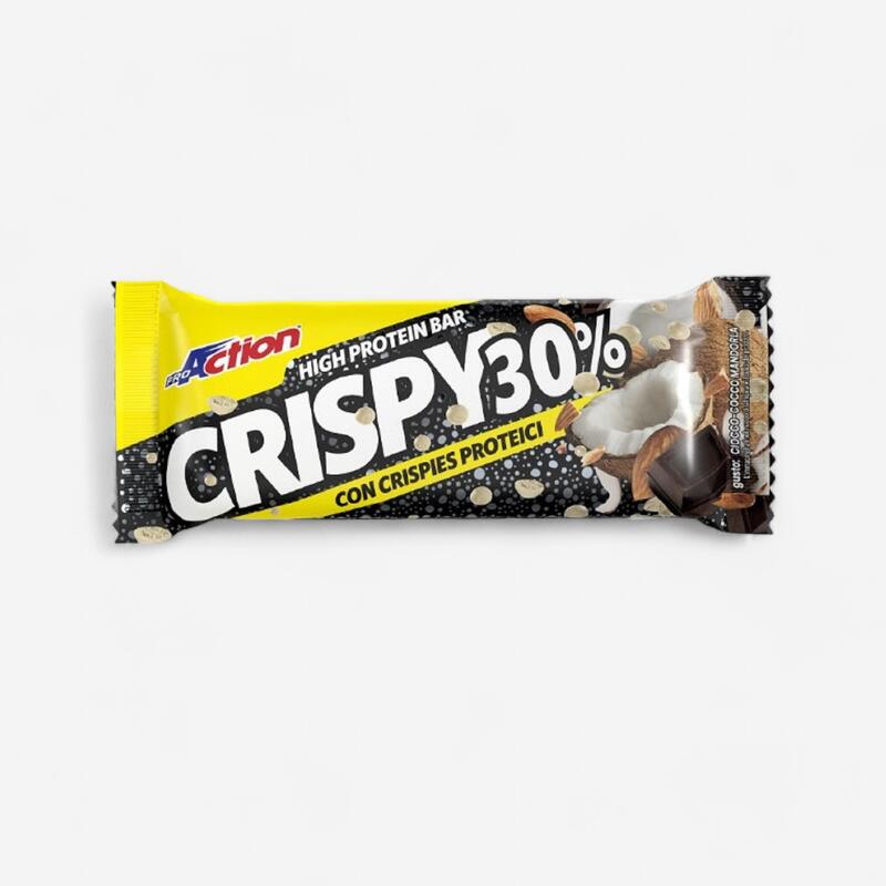 Barretta proteica 30% Crispy bar Proaction ciocco cocco mandorla 50g