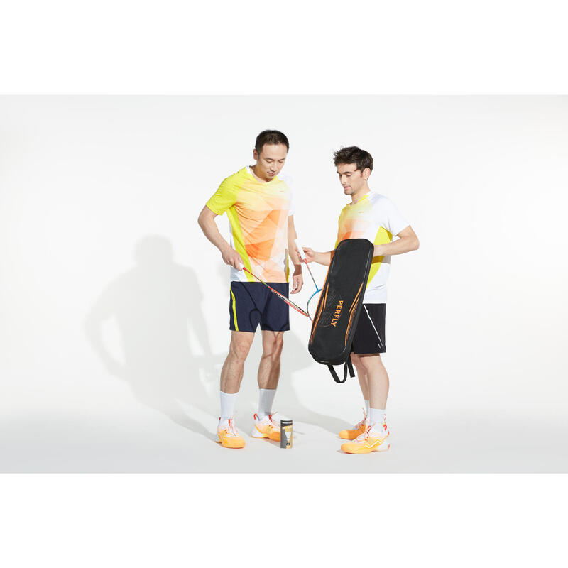 PÁNSKÉ BADMINTONOVÉ BOTY BS590 MAX CONFORT MODRO-ORANŽOVÉ 