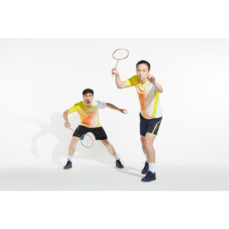 PÁNSKÉ BADMINTONOVÉ BOTY BS590 MAX CONFORT MODRO-ORANŽOVÉ 