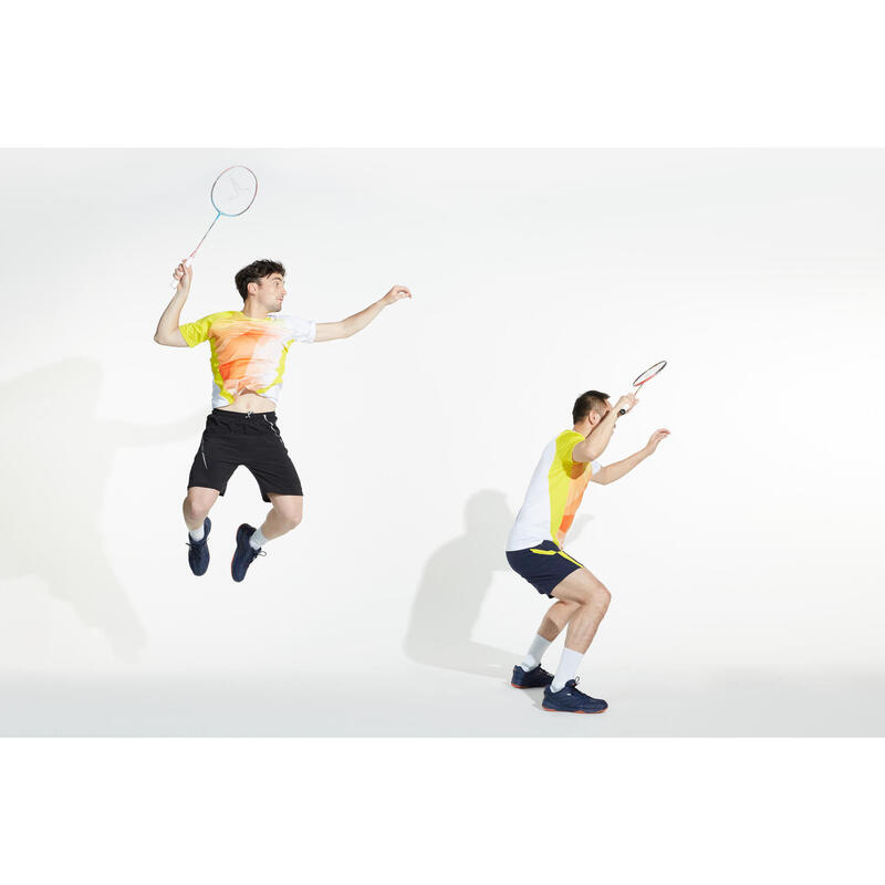 PÁNSKÉ BADMINTONOVÉ BOTY BS590 MAX CONFORT MODRO-ORANŽOVÉ 