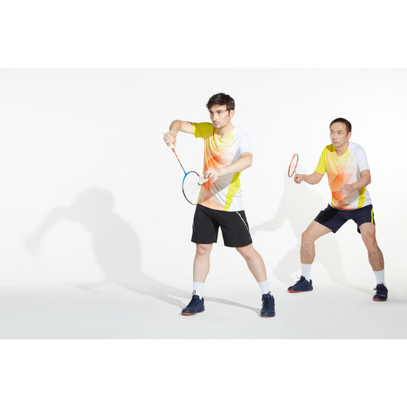 PÁNSKÉ BADMINTONOVÉ BOTY BS590 MAX CONFORT MODRO-ORANŽOVÉ 