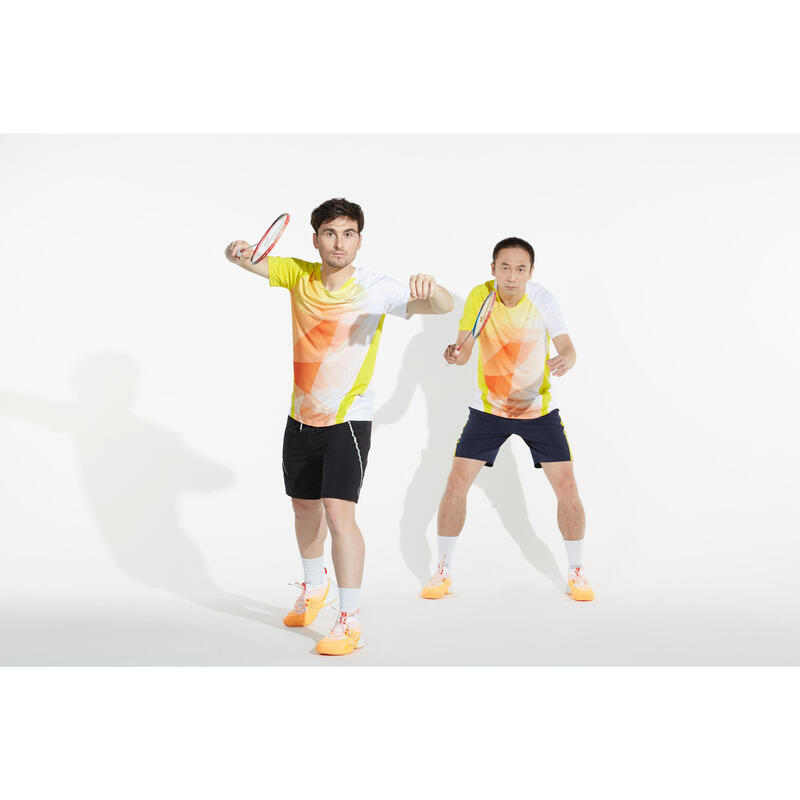 PÁNSKÉ BADMINTONOVÉ BOTY BS590 MAX CONFORT MODRO-ORANŽOVÉ 