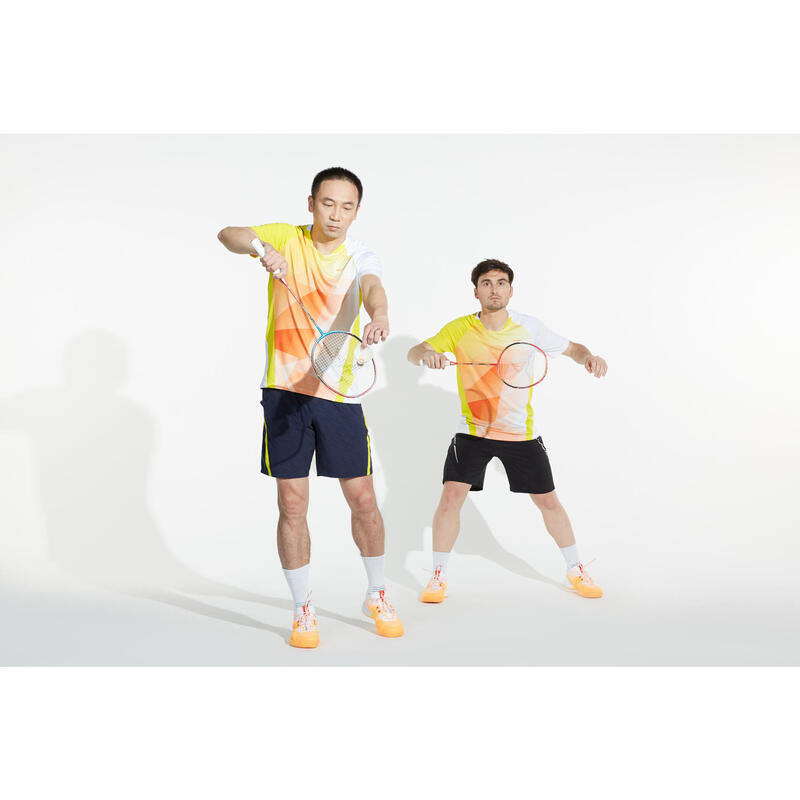 PÁNSKÉ BADMINTONOVÉ BOTY BS590 MAX CONFORT MODRO-ORANŽOVÉ 