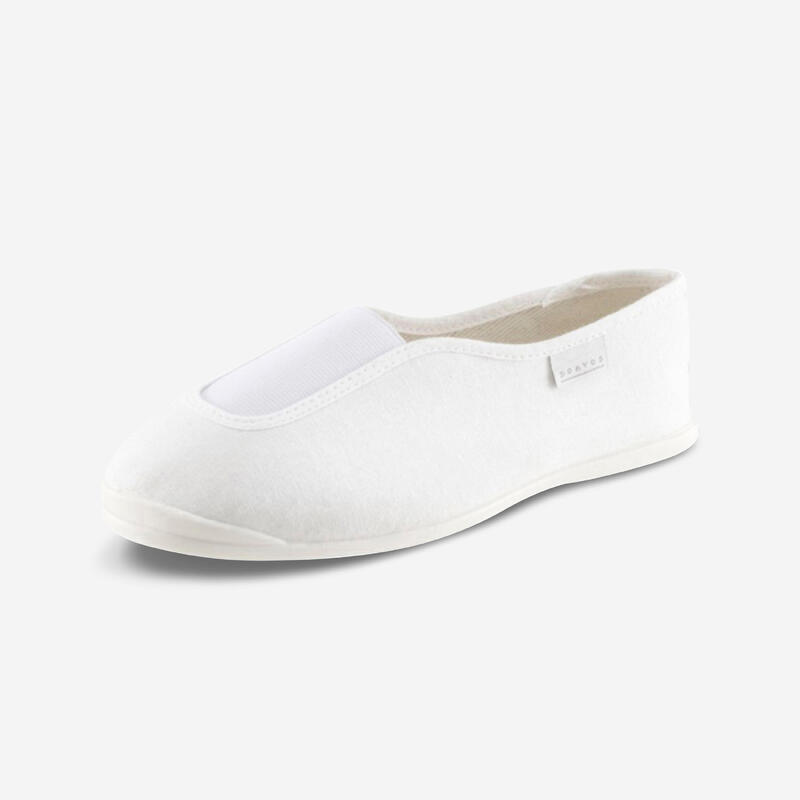 Chaussons gym fille et garçon en tissu blanc