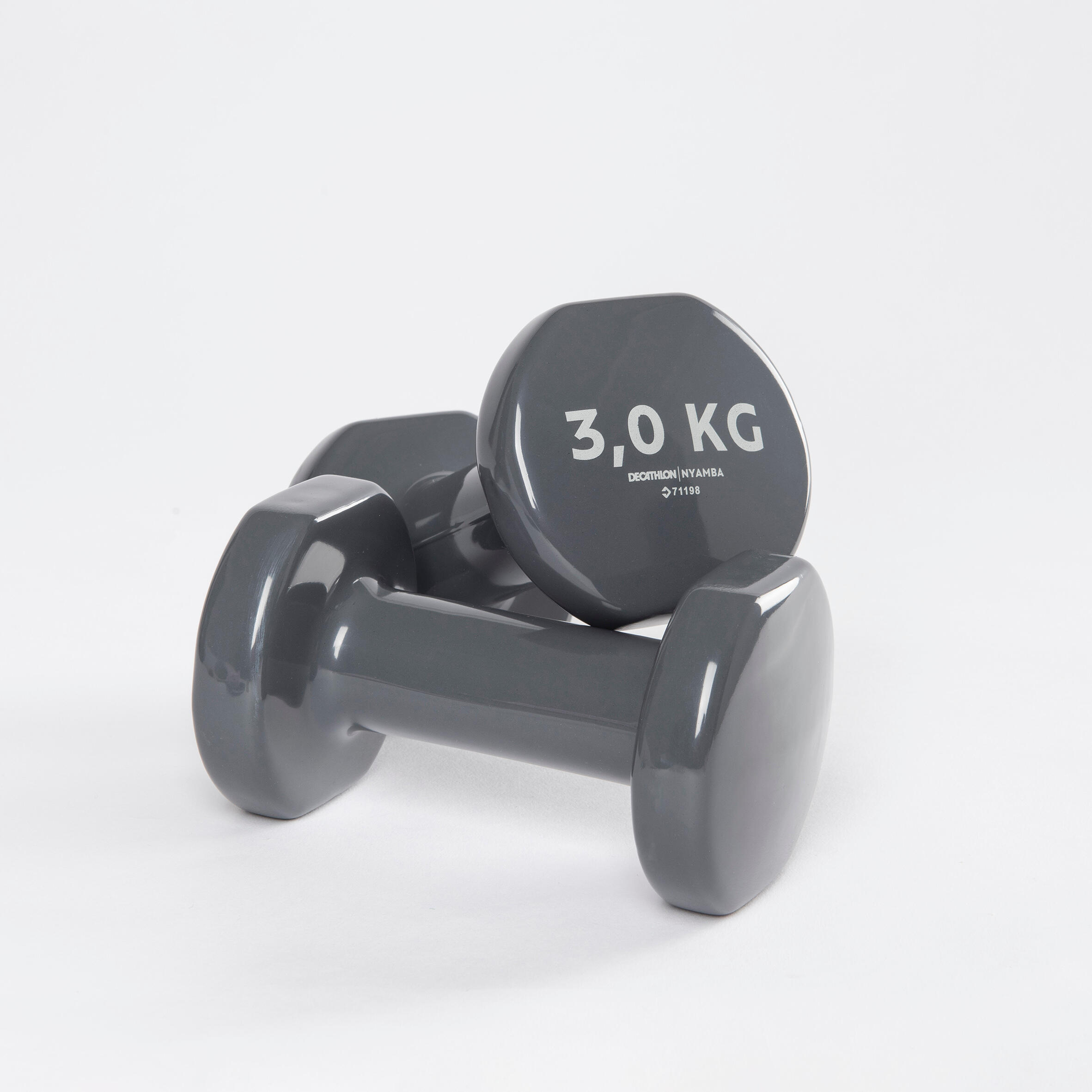 Pesas 2 x 3Kg de vinilo Fitness Gimnasia en casa Pilates Nyamba Gris