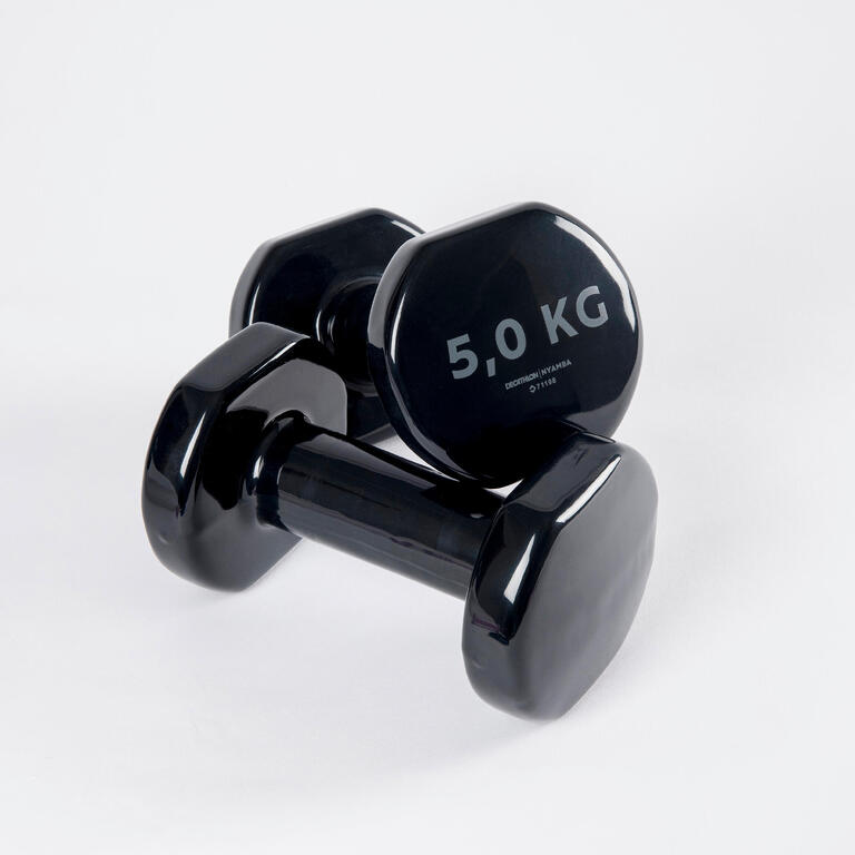 5kg fitness dumbbells twin pack in black