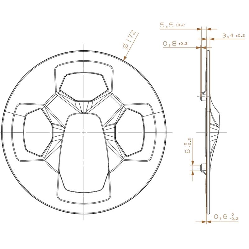 Egytányéros hajtómű 38T alu, négyszögtengelyű, 170 mm