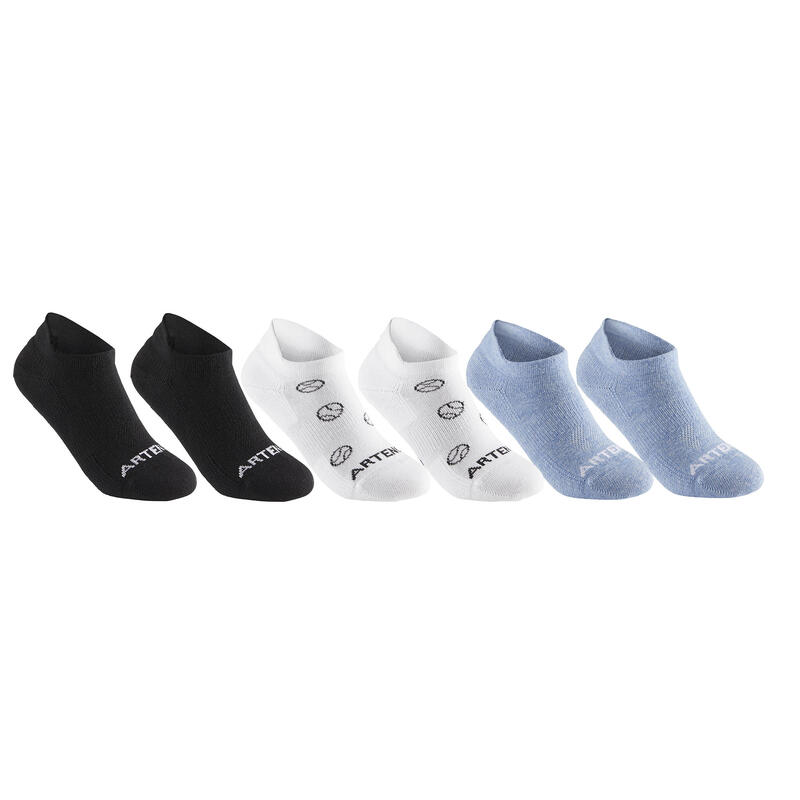 Calcetines cortos de tenis Niños Pack de 6 Artengo RS 160 negro blanco azul