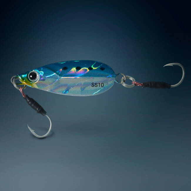 BLUEWING Fishing Lures Slow Pitch Jig Flat Fall Jigging Pitching Lures  Vertical Jigs, Baits with Assist Hook Fishing Artificial Bait, Blue,120g 