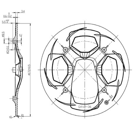 pedalier mono 36t 170mm alu noir