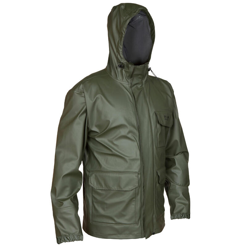 VESTE CHASSE IMPERMEABLE VERTE 300