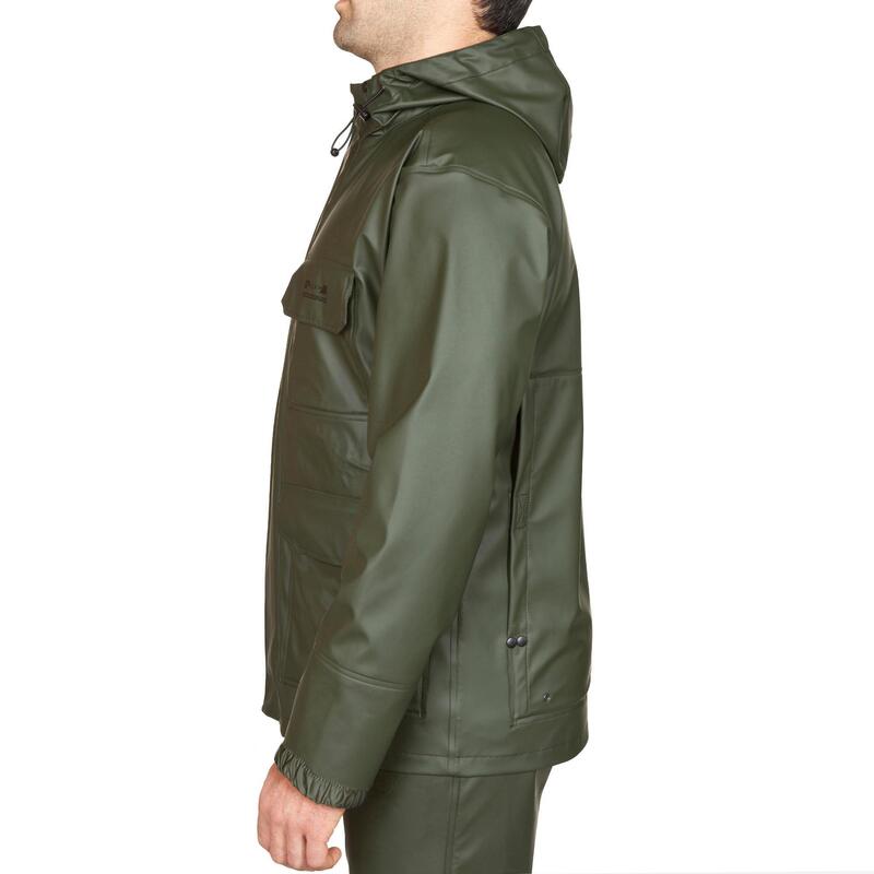 Chubasquero Caza Solognac 300 Hombre Chaqueta Verde Impermeable