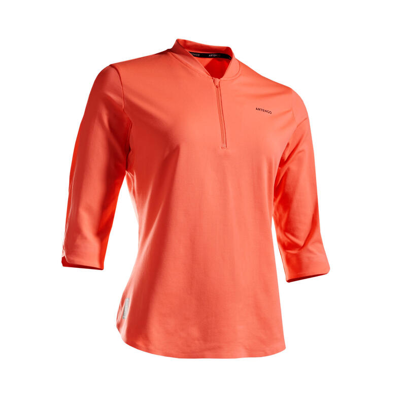 T-Shirt tennis manches 3/4 dry femme - Dry 900 corail