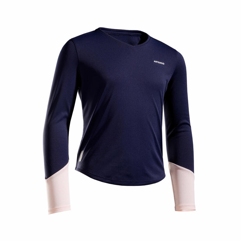 Girls' Thermal T-Shirt - Navy / Pink