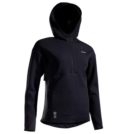 Sweatshirt för tennis Dry 900 dragkedja+huva svart 