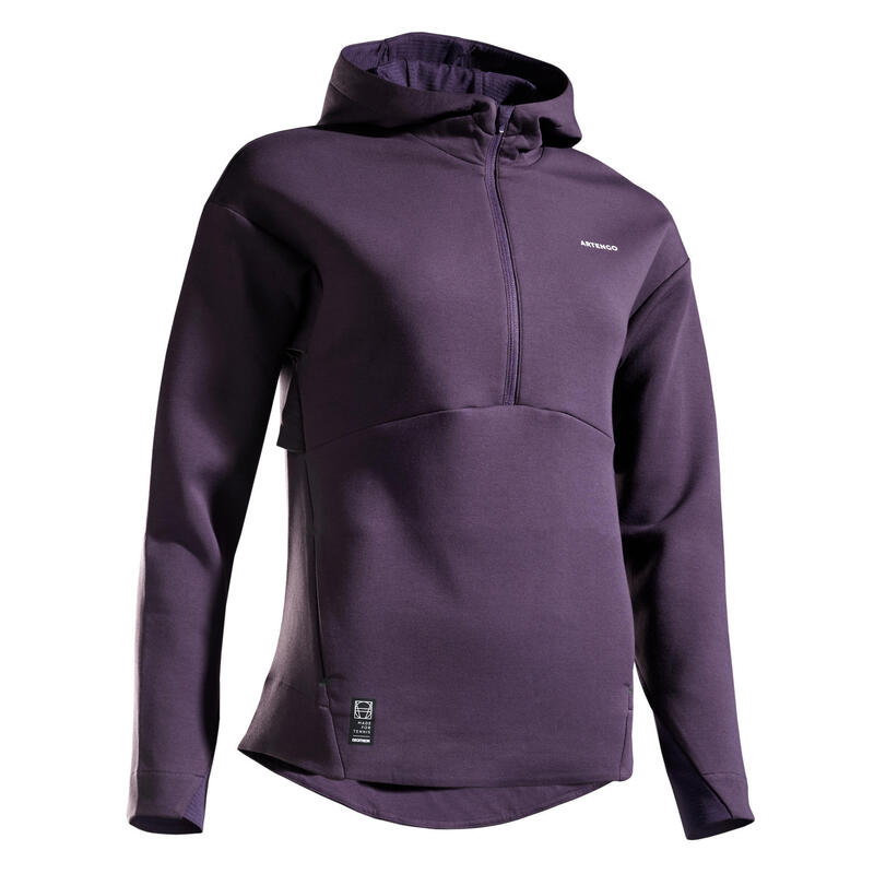 Sweat tennis à capuche demi zip dry soft - Dry 900 blanc cassé