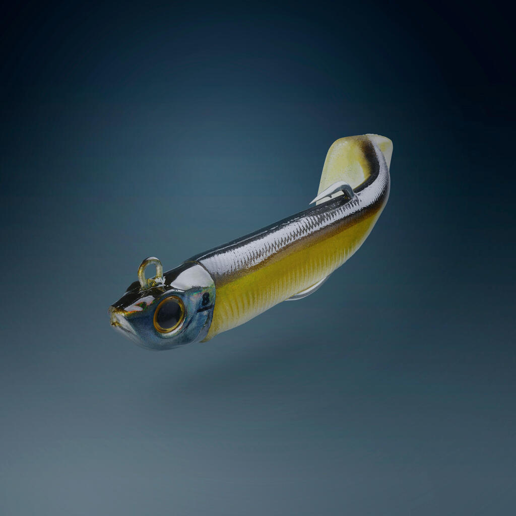 COMBO leurres souples texan ANCHO 90 8g Têterouge/jaune fluo pêche en mer