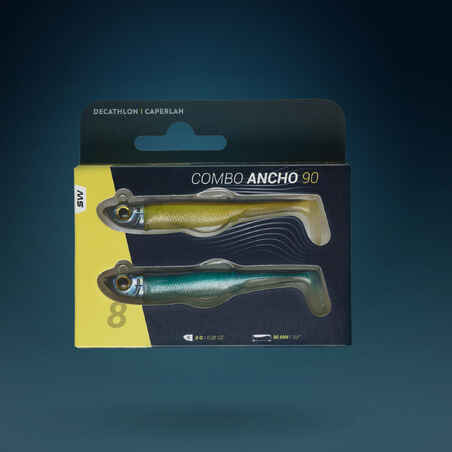 Δολώματα Ancho Combo Texas Anchovy Shad 90 8g Ayu/Μπλε για ψάρεμα στη θάλασσα