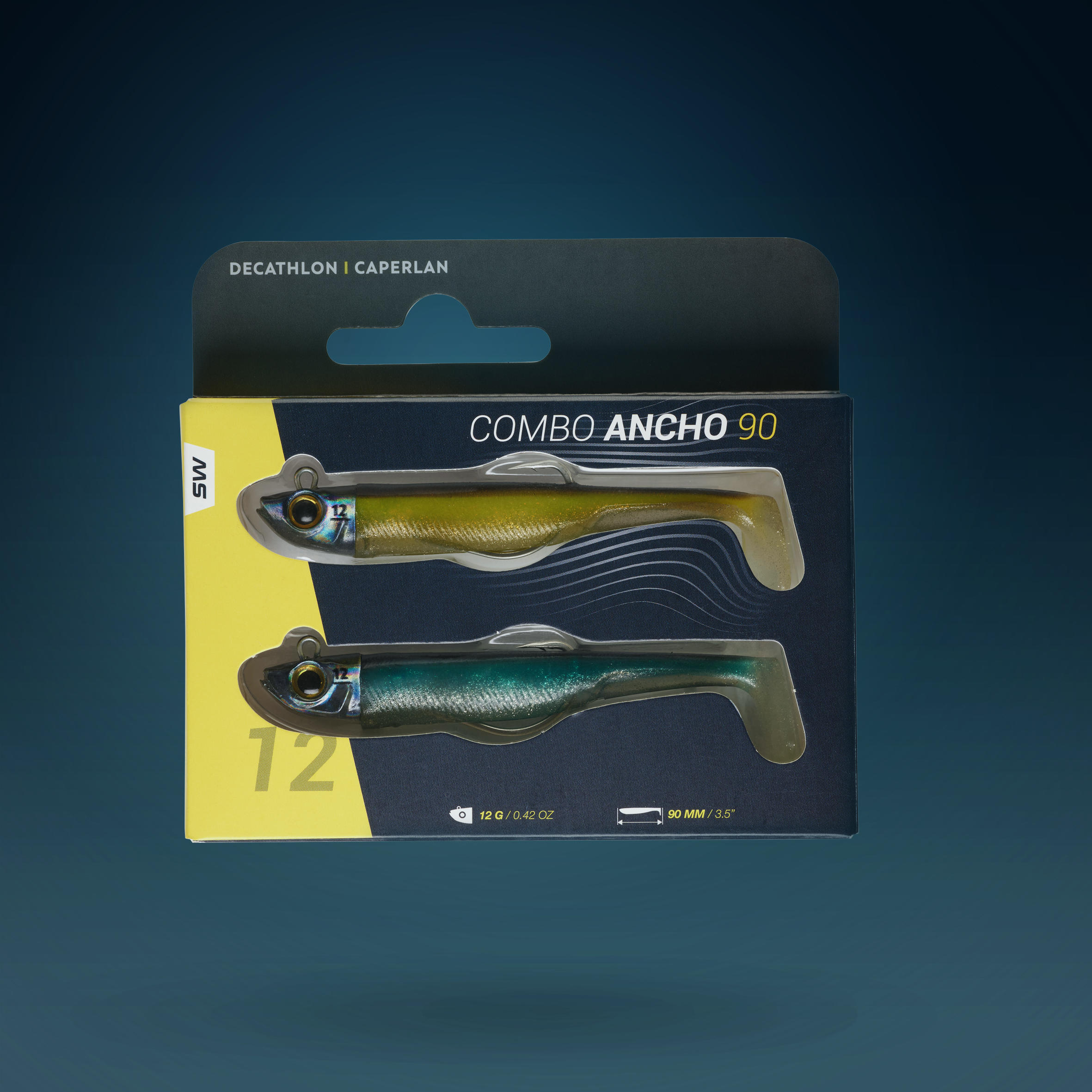 Combo leurres souples shad texan anchois ancho 90 12g ayu/bleu pêche en mer 7/10