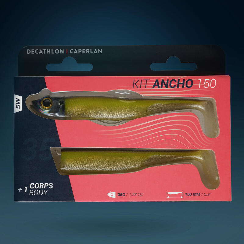 KIT leurres souples shad texan anchois ANCHO 150 35gr Ayu pêche en mer